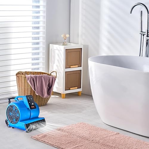 Miniatura 8 de VEVOR Soplador de suelo, 1560 RPM 4000 CFM, motor de aire para secado y enfriamiento, ventilador portátil de secadora de alfombras con 3 ángulos de