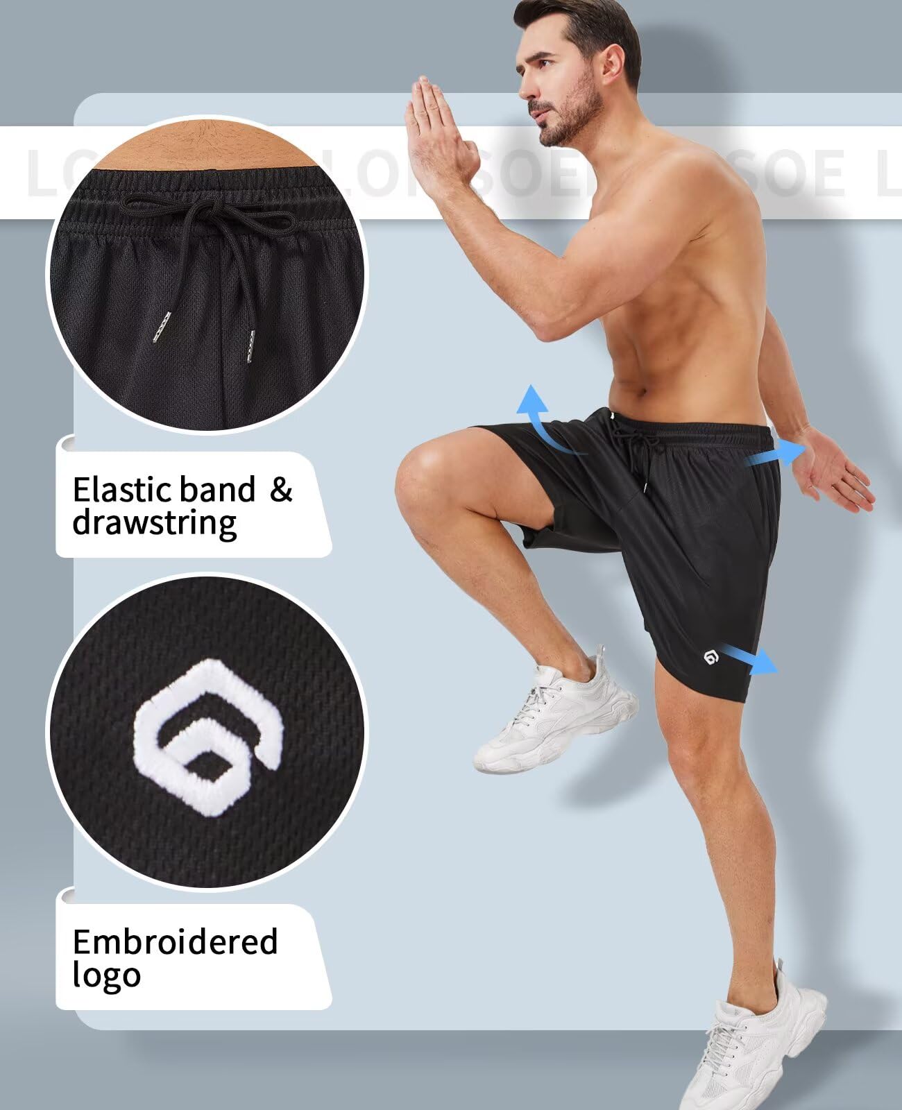 lomsoe Paquete de 5 pantalones cortos de gimnasio para hombre, 5 pulgadas, de malla de secado rápido, ligeros, para entrenamiento, atletismo, correr, con bolsillos