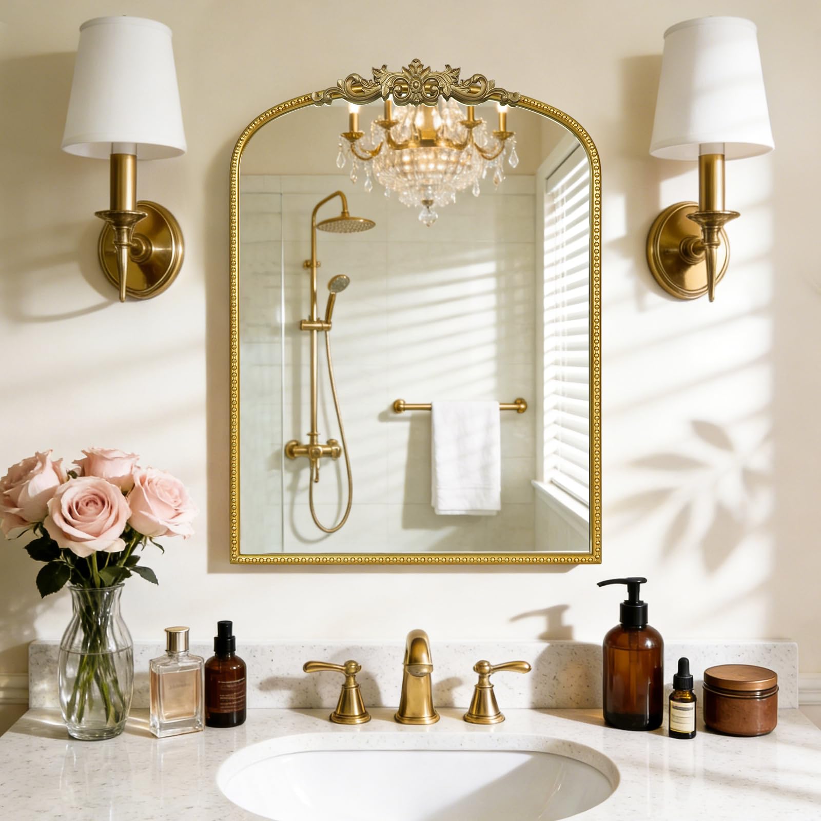 Amazon.com: WallBeyond Gold Vintage Mirror for Vanity 22x30 Inch