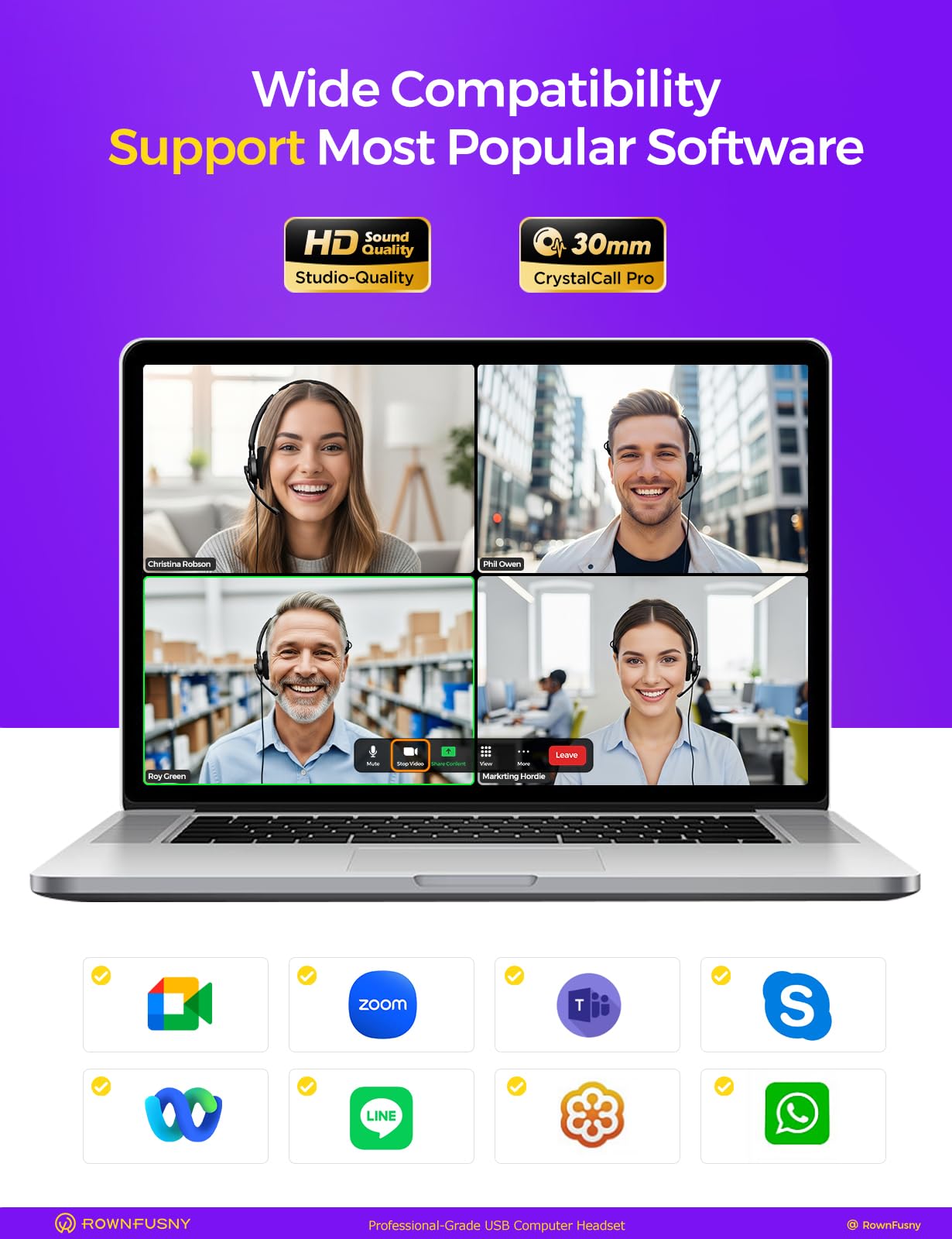 Zestaw słuchawkowy USB z mikrofonem do komputera, zestaw słuchawkowy z mikrofonem, mikrofon z redukcją szumów, do laptopa, call center, przewodowy zestaw słuchawkowy z mikrofonem do pracy