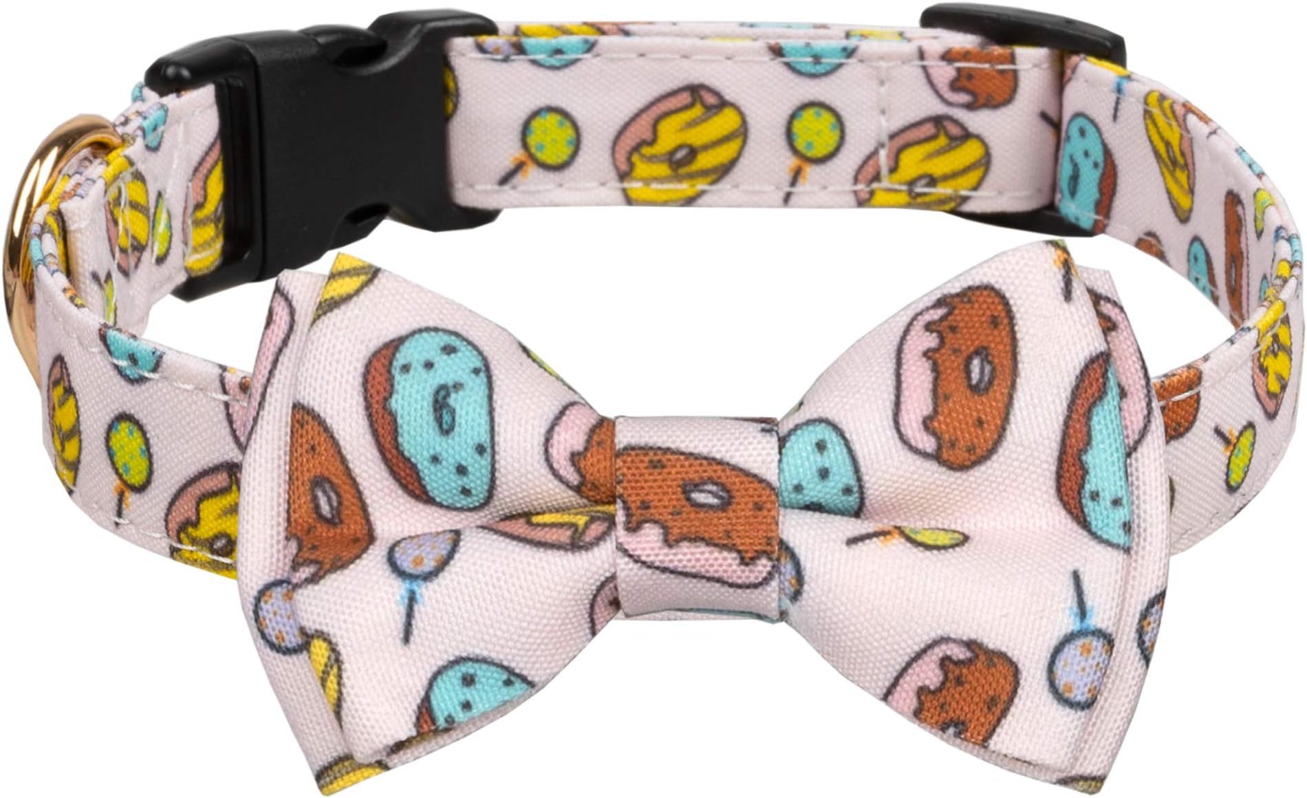 Gyapet Dog Collar for Large Medium Dogs Breakaway Bowtie Adjustable Food Patterned Cute Personalized Donut M