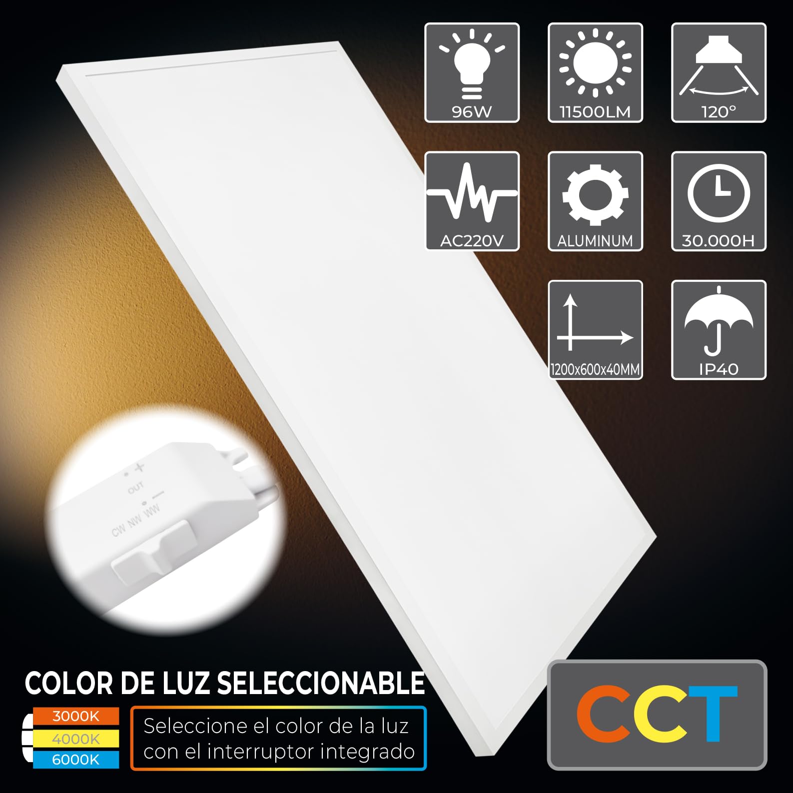 LED ATOMANT Deckenlampe LED Aufputz 120x60cm 96W CCT 3000-6500K 11500lm