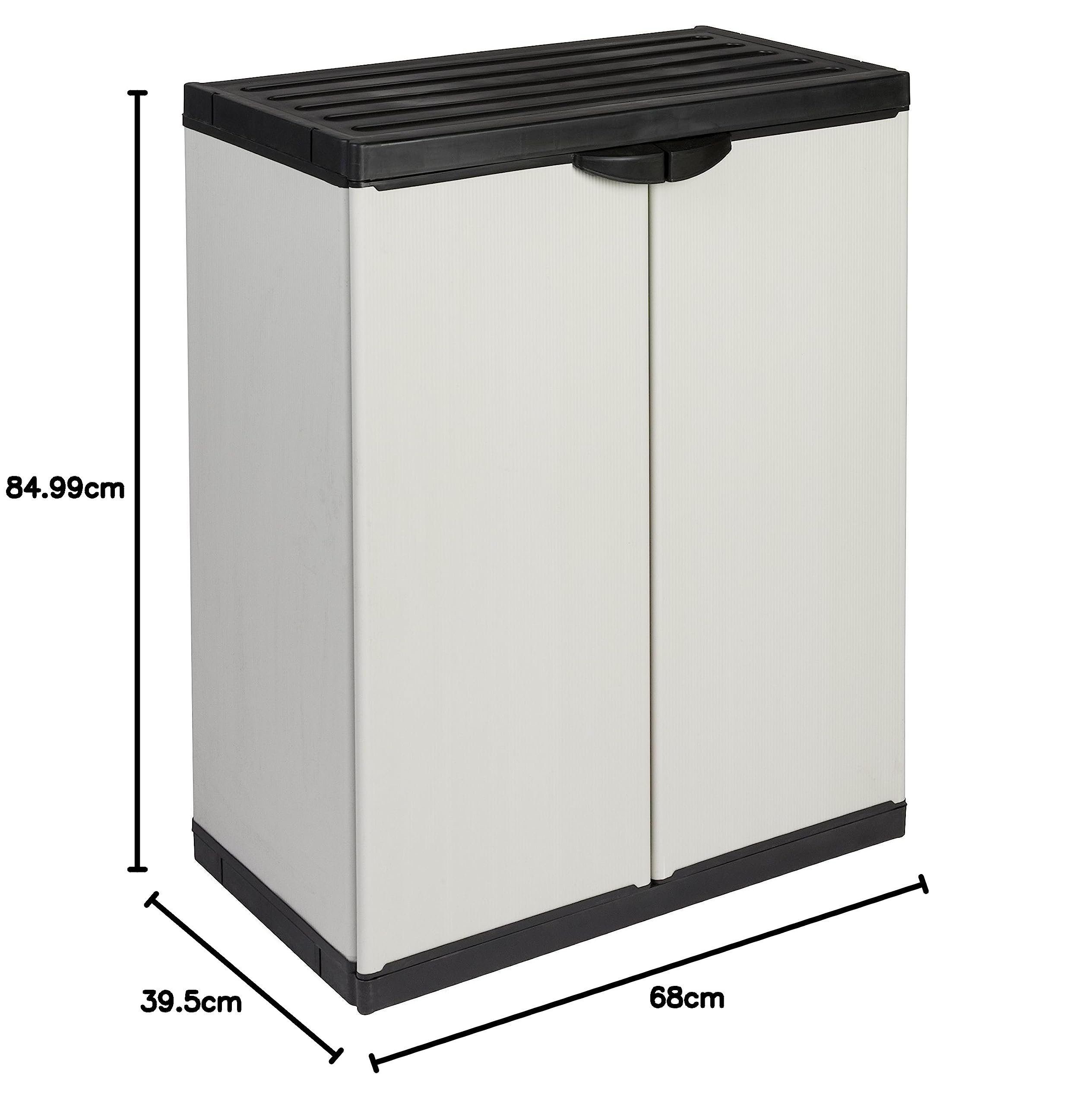Kreher Mittlerer Kunststoffschrank mit spritzwassergeschützter Deckel- & Bodenplatte - extra stabil, Leichter Aufbau, optimal für den Innen- & Außeneinsatz