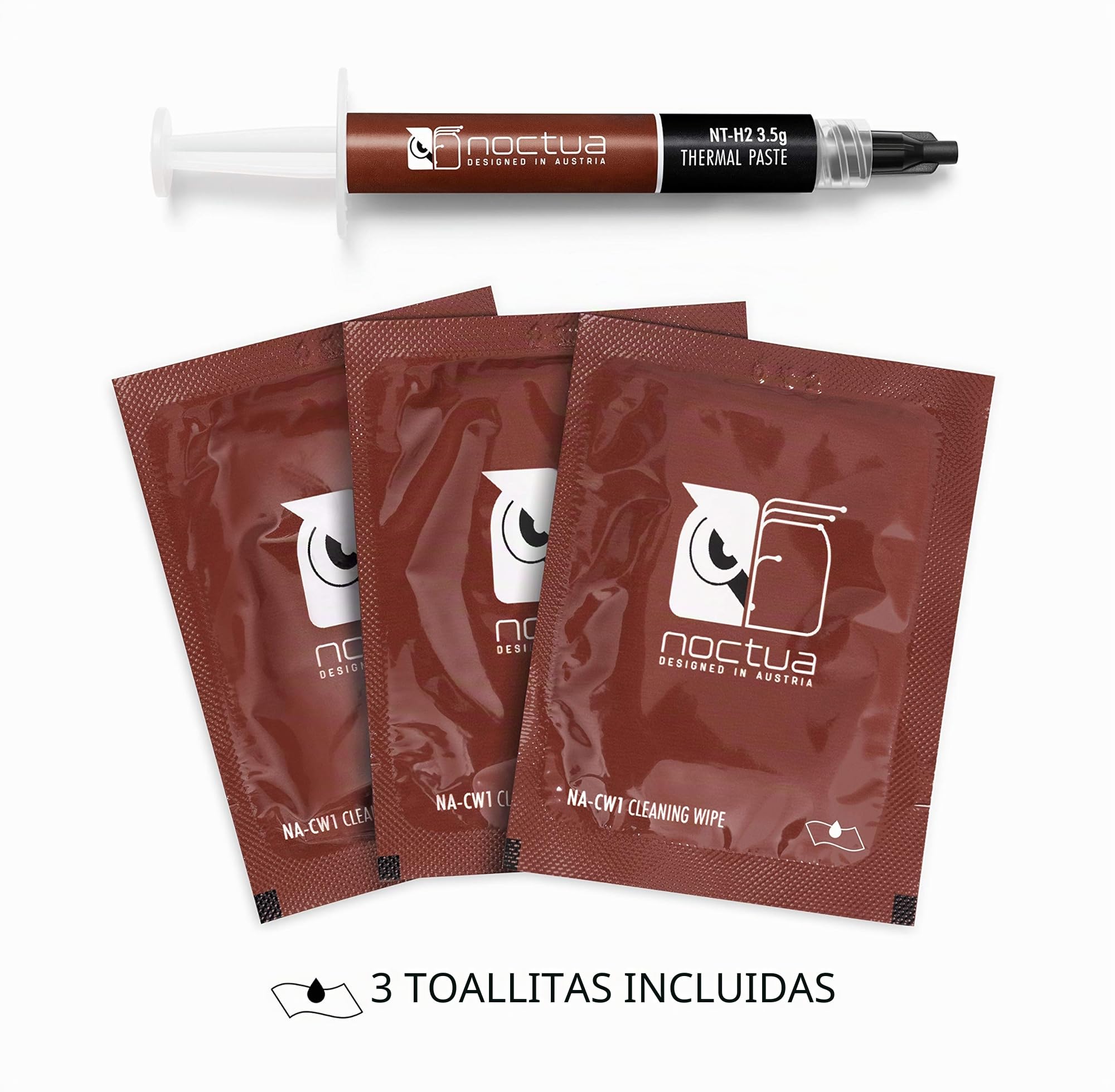 Noctua NT-H2 3.5g, Pasta Térmica para Ordenadores incl. 3 Toallitas (3.5 g)