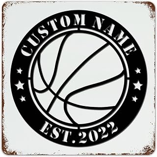 Farmhouse Metal Signs Outdoor Basketball Room Decor for Men Tin Signs for Yard Business Gate Basketball Player Sports Art Poster Gift for Bedroom 12x12 Inch