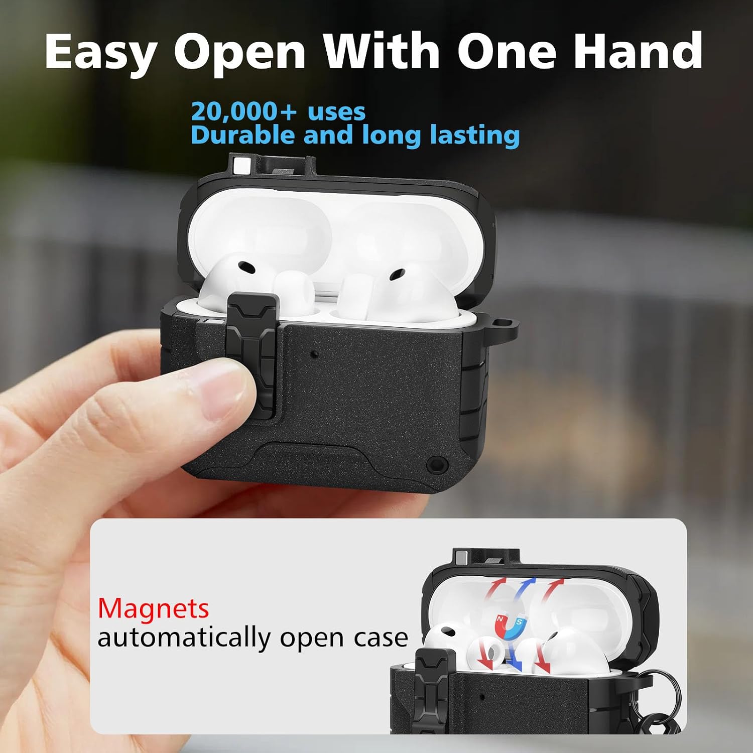 HITZEE for AirPods Pro 3 Case, Compatible with AirPods Pro 3rd Generation Case (2025), Magnetic Automatic Lock with Phone Stand, Compatible with MagSafe Cover, Gray image 4