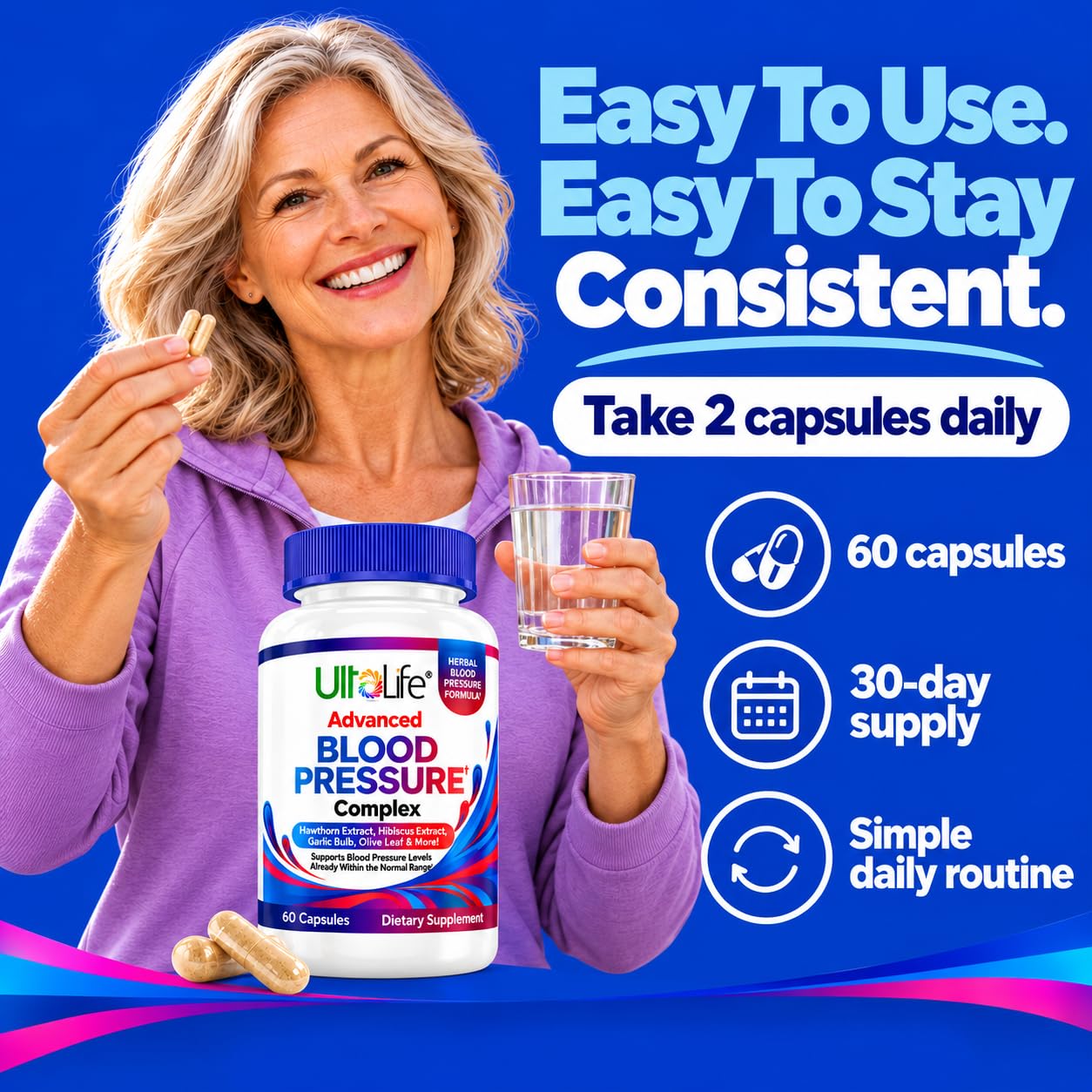 ULTALIFE Advanced Blood Pressure Support Supplements Hawthorn, Hibiscus + — Amazon image 9
