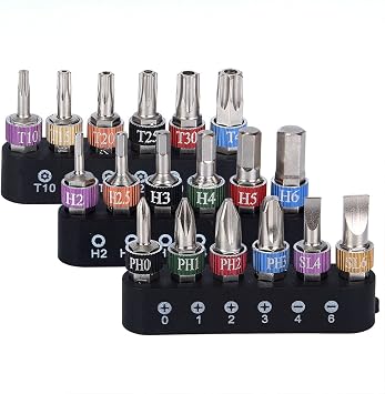 Hakkin 19PCS Mini Ratchet Wrench Screwdriver Bit Set | S2 Steel 1/4” Drive 36 Teeth Ratcheting Screwdriver High Torque Offset Screwdriver Reversible Drive Handle with Phillips Slotted Hex Torx Bits