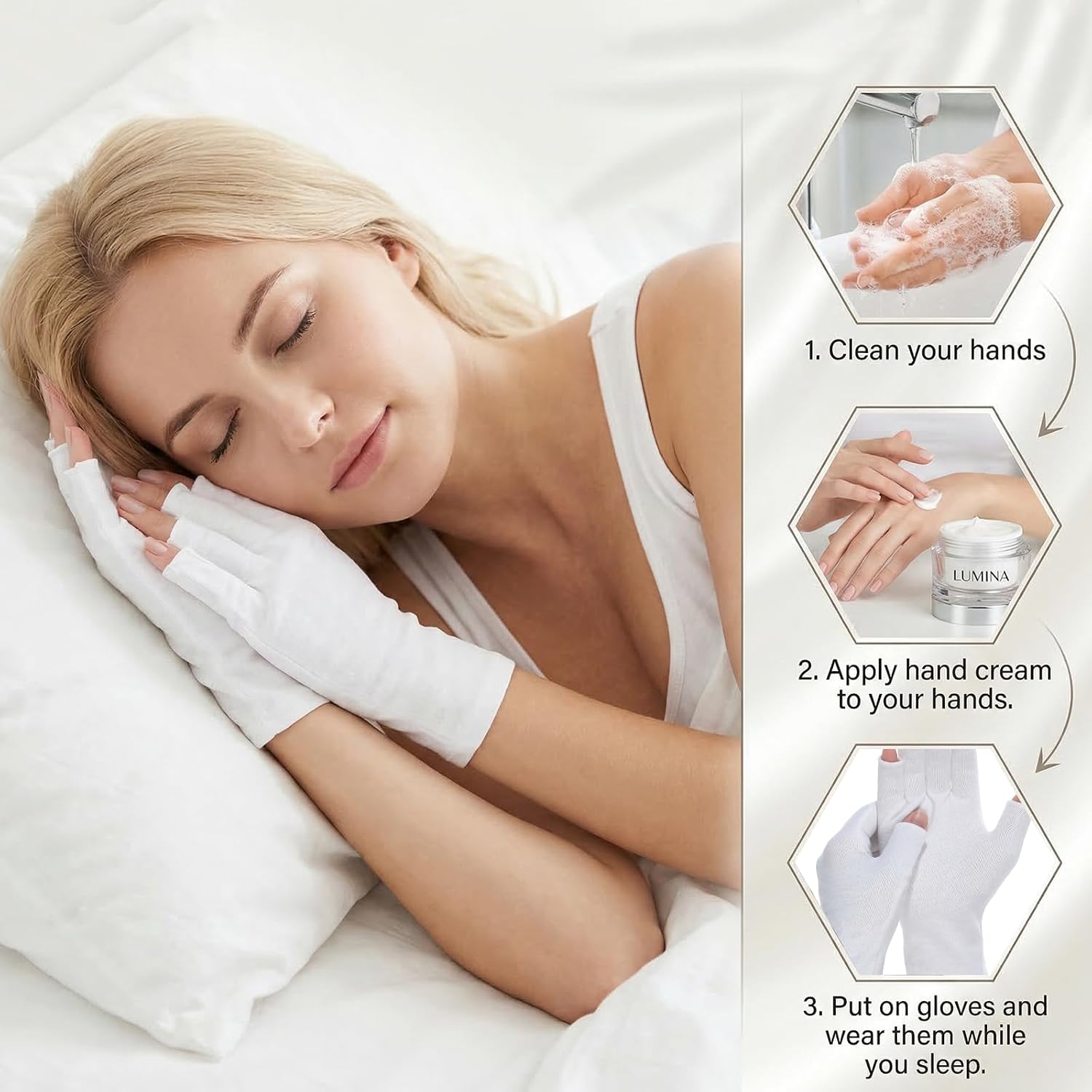 4 Pairs Fingerless Thin Cotton Gloves, Unisex Hand Moisturizer Gloves, Overnight Moisturizing Glove for Dry Hands Sleeping Spa, White Cotton Glove for Eczema, Touchscreen-Friendly