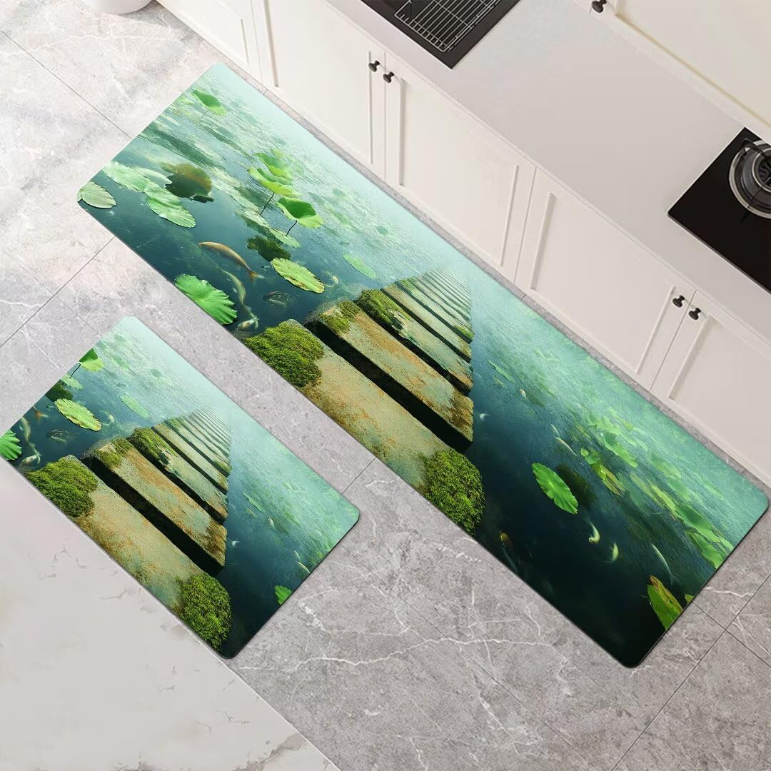 Alfombras de cocina lavables y superabsorbentes de dos piezas para un suelo limpio