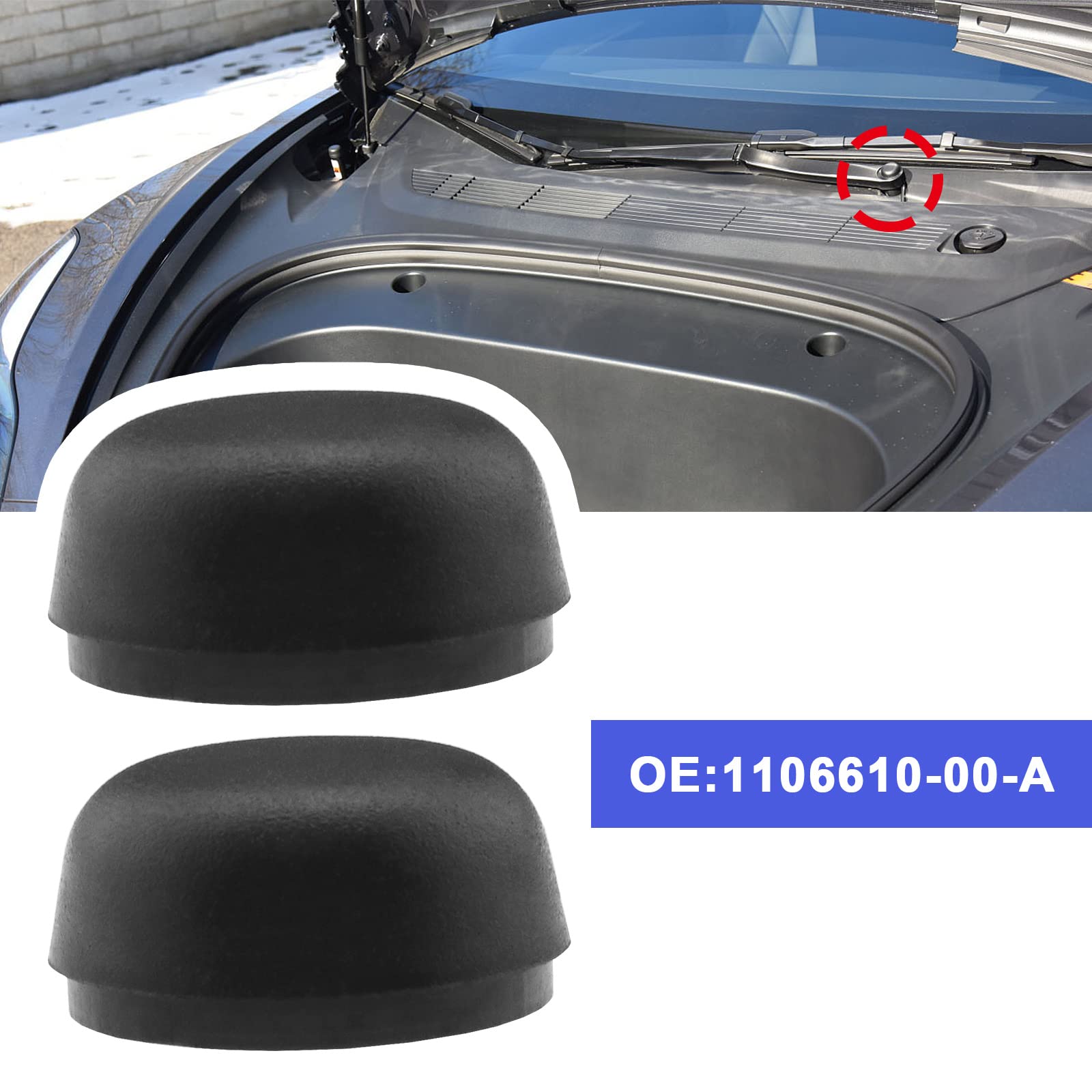 Cache-écrou D'essuie-glace Avant Pour Tesla Model 3 (2016-2022) - Noir ABS, Référence 1106610-00-A - 2