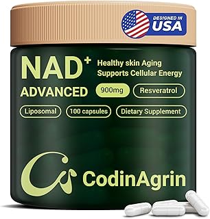 NAD+ Supplement with Resveratrol 900mg Nicotinamide Adenine Dinucleotide Complex for Cellular Energy Repair, Anti-Aging & Mental Clarity Support, Non-GMO, Vegetarian Friendly, 100 Capsules