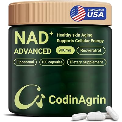 NAD+ Supplement with Resveratrol 900mg Nicotinamide Adenine Dinucleotide Complex for Cellular Energy Repair, Anti-Aging & Mental Clarity Support, Non-GMO, Vegetarian Friendly, 100 Capsules