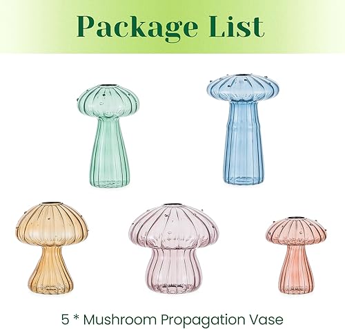 Miniatura 7 de Hewory Estaciones de propagación de hongos de vidrio juego de 5 tarros de propagación únicos para plantas de interior, decoración del hogar, florero
