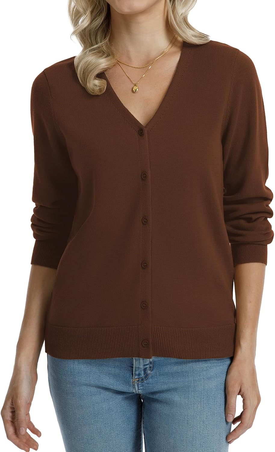 QUALFORT Women's 100% Cotton Lightweight Cardigans Long Sleeve Knitted Button Down Sweater - Image 5