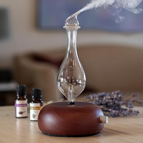Vista 5 de ArOmis - Nebulizador de aceites esenciales de vidrio de alta calidad, difusor sin agua para aromaterapia, difusor de aceite hecho a mano, base
