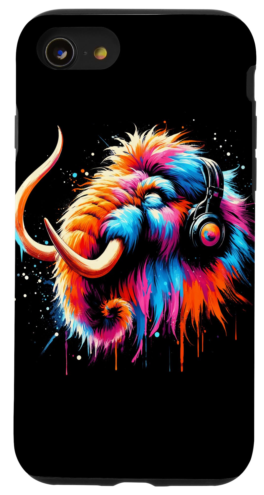 Cool Woolly Mammoth Headphone Music Art Christmas Birthday Case for iPhone SE (2020) / 7 / 8
