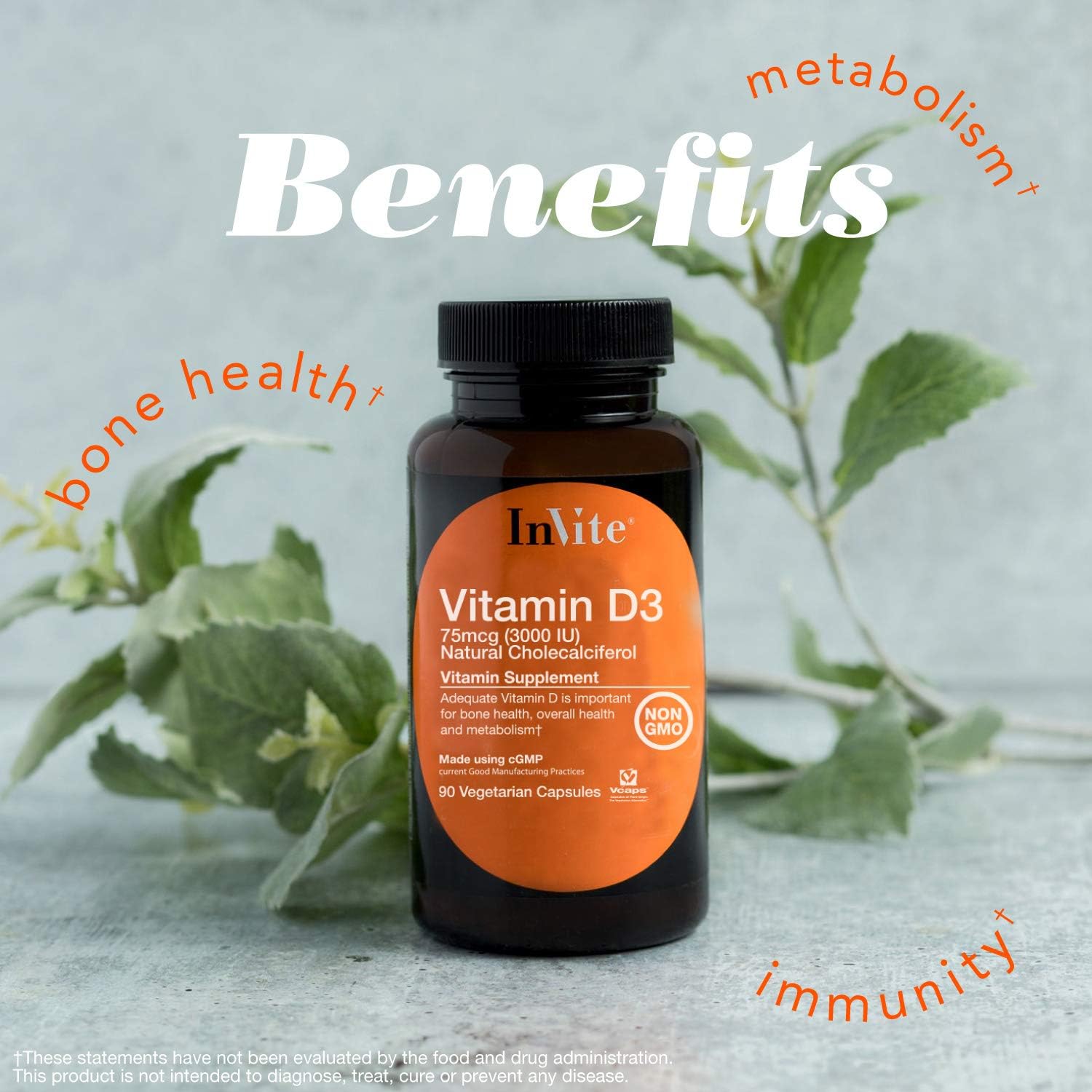 Invite Health Vitamin D3 3000 IU - Supports Immune, Bone, Brain, Heart and Hormone Health - 90 Vegetarian Capsules - 90 Day Supply (2)