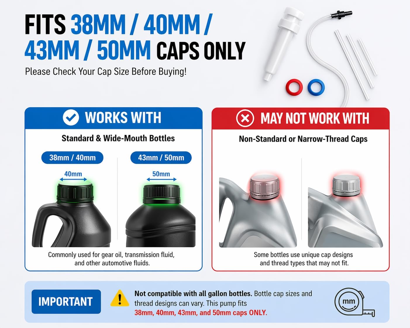 Manual Fluid Transfer Pump Gallon Jug Wide Mouth Oil ATF Gear Lube Siphon