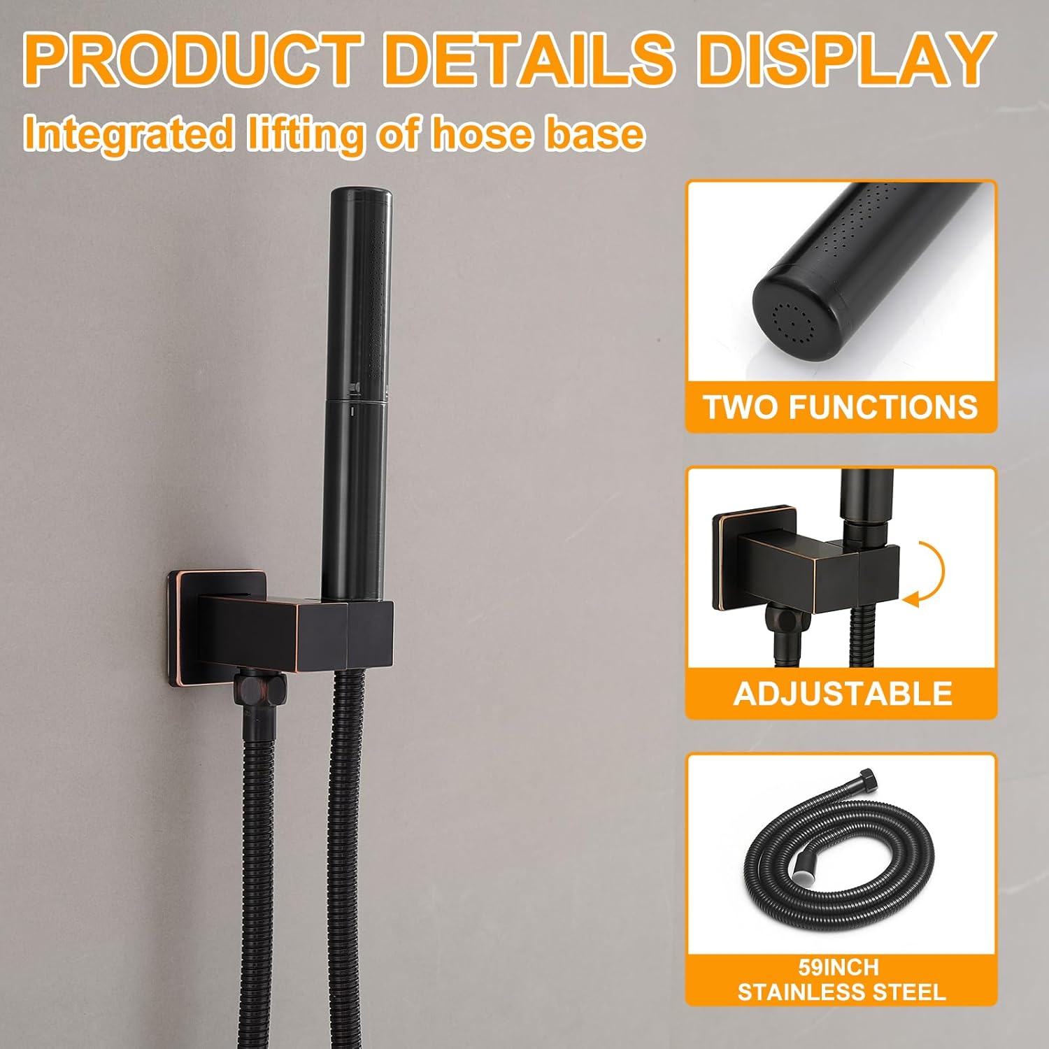 BESy Shower System with 12 Inch Rain Shower Head and Handheld Wall Mounted, High Pressure Rainfall Shower Faucet Fixture Combo Set with 2 in 1 Handheld Showerhead for Bathroom, Oil Rubbed Bronze