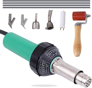 Samger 1500W 110V Hot Air Heating Gun Plastic Handheld Hot Air Torch Welder Kit Vinyl PVC TPO Welding Kit Adjustable Temperature 30-680℃ with Welding Speed Nozzle Roller Welding Rod Welding Core