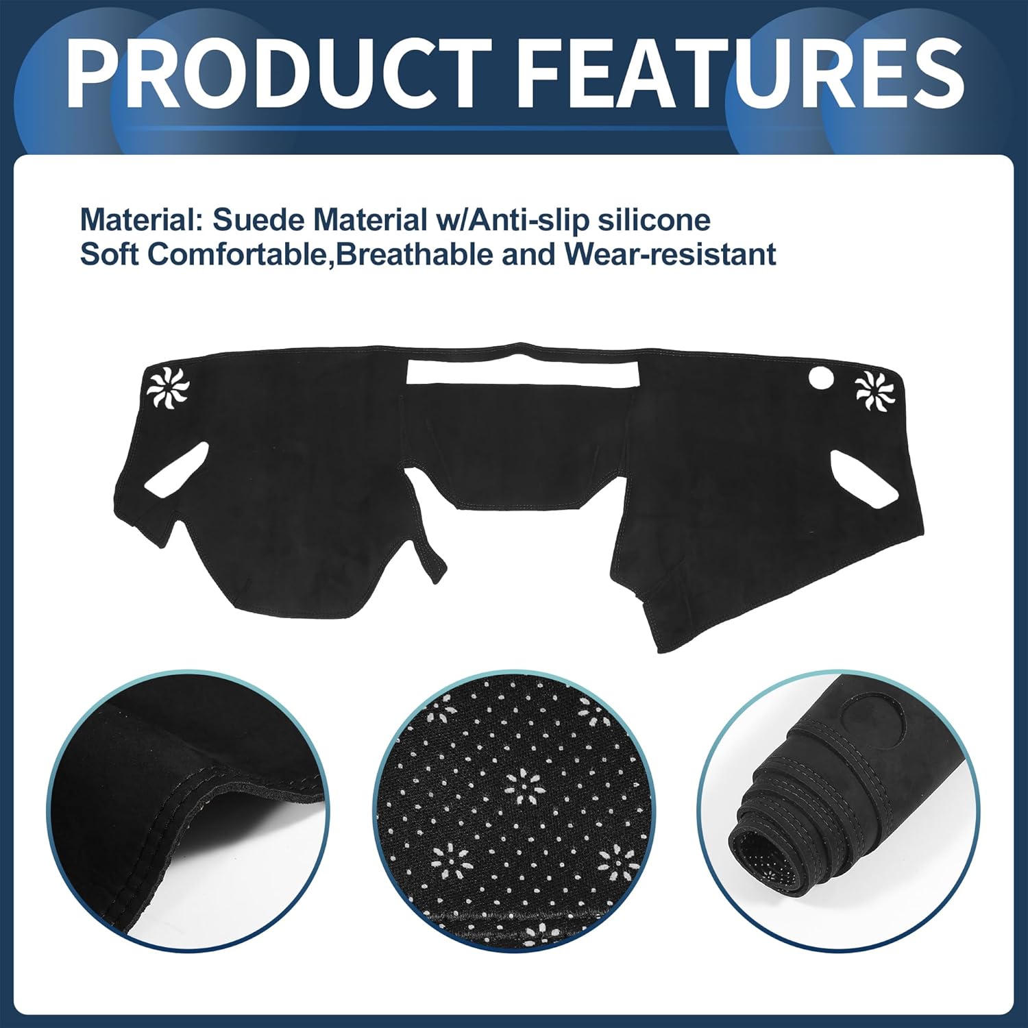 Dash Cover, Center Console Non-Slip Dashboard Carpet Mat for Subaru Impreza 2017-2020 Suede Black,1Pc