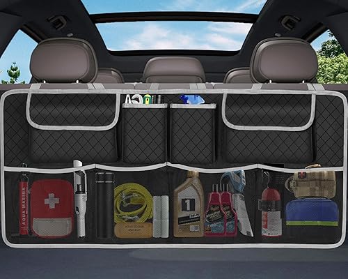 Organizador y almacenamiento para maletero de automóvil, accesorios de almacenamiento colgantes para asiento trasero de gran capacidad, organizador