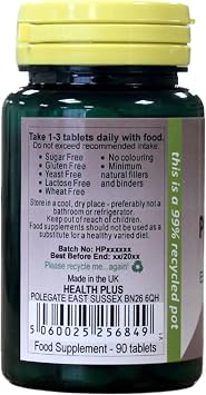 Health Plus Potassium 100mg : Mineral Supplement - 90 Tablets, in a Planet-Friendly 99% Recycled Pot