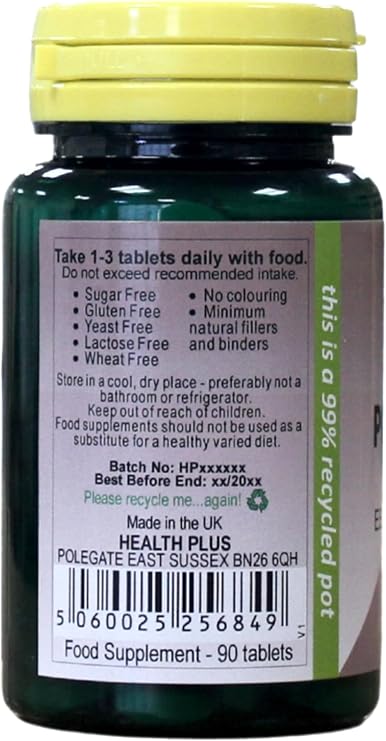 Health Plus Potassium 100mg : Mineral Supplement - 90 Tablets, in a Planet-Friendly 99% Recycled Pot