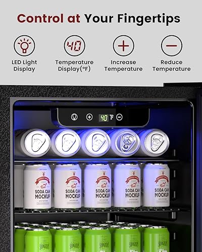 Miniatura 3 de Refrigerador de vino  24 botellas de 95 latas, mini refrigerador de vino con puerta de vidrio para cerveza, soda, bebida de agua, refrigerador