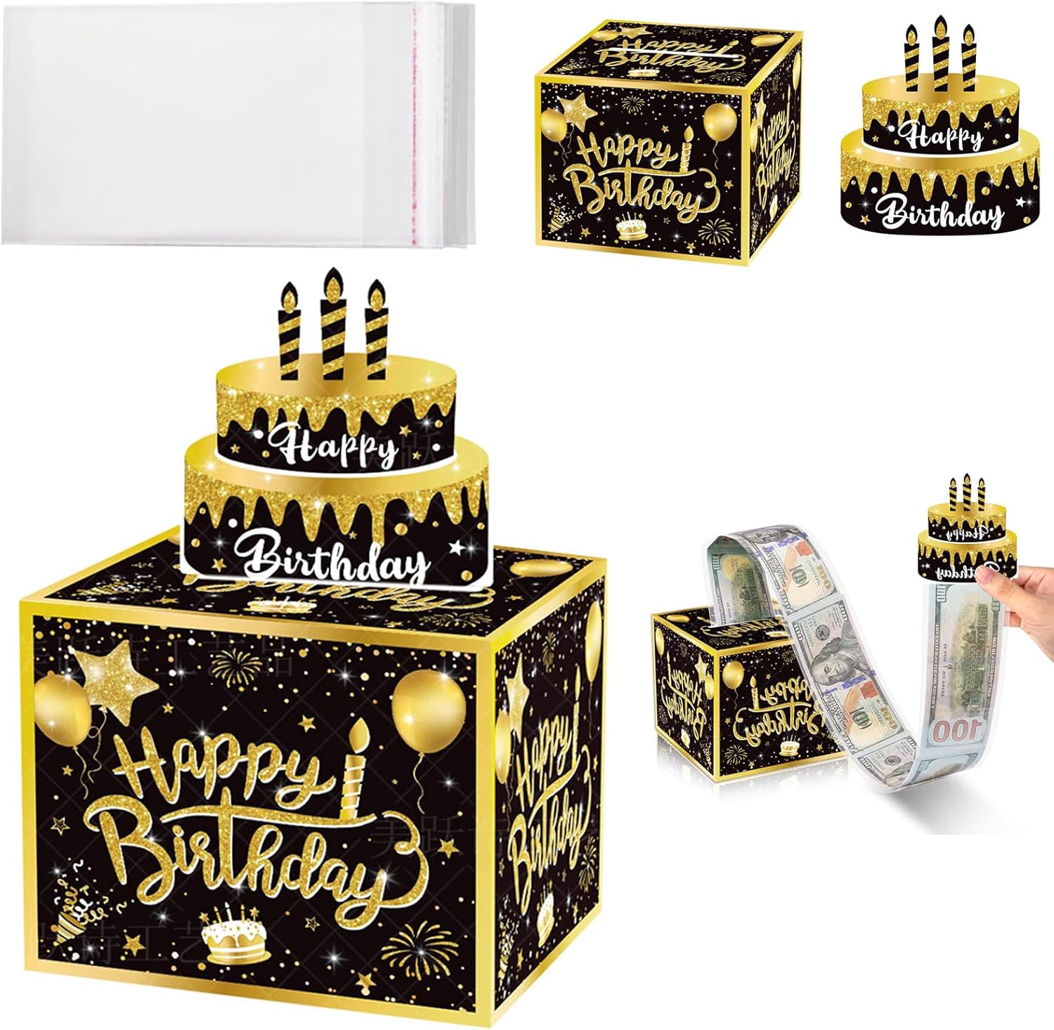 NHCDFA Money Cake Pull out Kit, Gift Ideas,Money Balloon Surprise,Happy ...