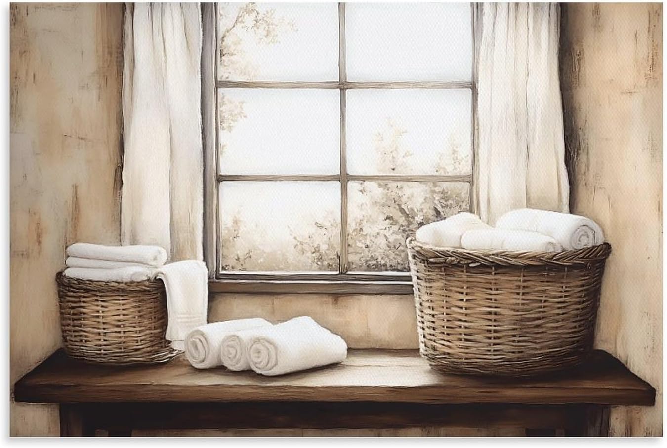 Laundry Basket Art Laundry Room Print Vintage Farmhouse Decor Canvas Art Posters for Room Aesthetic And Wall Art Picture Living Room Decor 20x30inch(50x75cm)