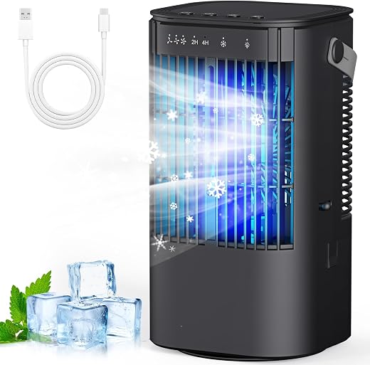 Portable air conditioners, 4-in-1 Mini air conditioner Fan, Small air conditioner with 1000ml water tank, 3 Speeds, Adjust...