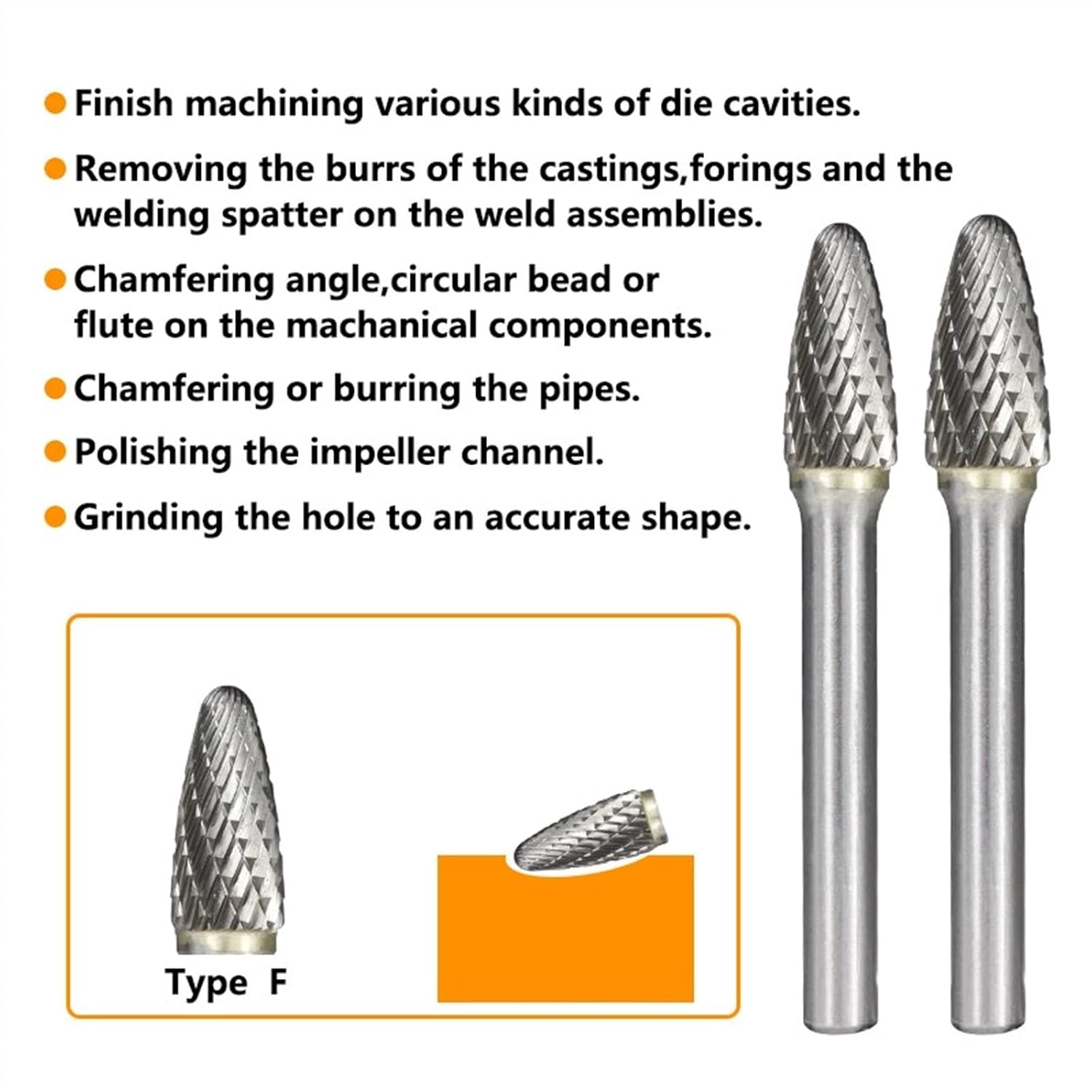 Rotary Files 6mm Shank Double Cut Rotary Burrs E/F Style Carbide Burrs for Dremel Rotary Tool Wood Milling Hand Tool 1Pcs(F Type25x12)