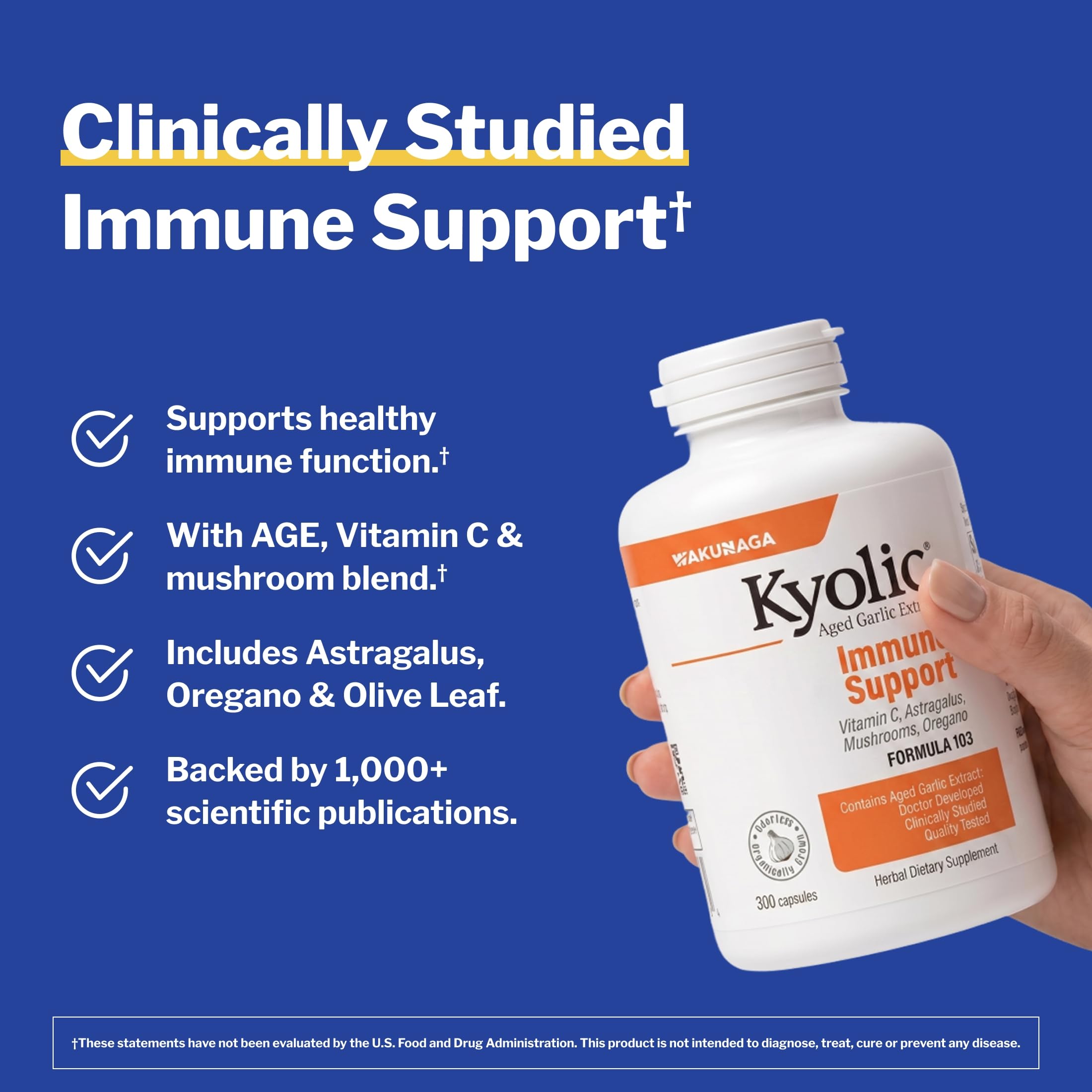 Kyolic Aged Garlic Extract Immune Support* Formula 103, 300 Capsules — Amazon image 2