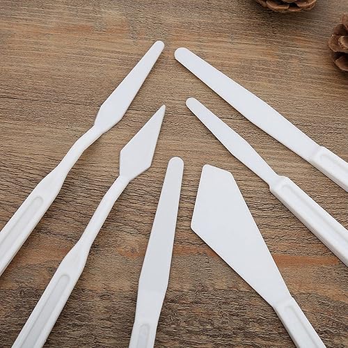 Miniatura 5 de Juego de cuchillos de paleta de pintura de plástico, cuchillos de paleta de lona flexibles, accesorios de pintura de mezcla de colores, herramientas