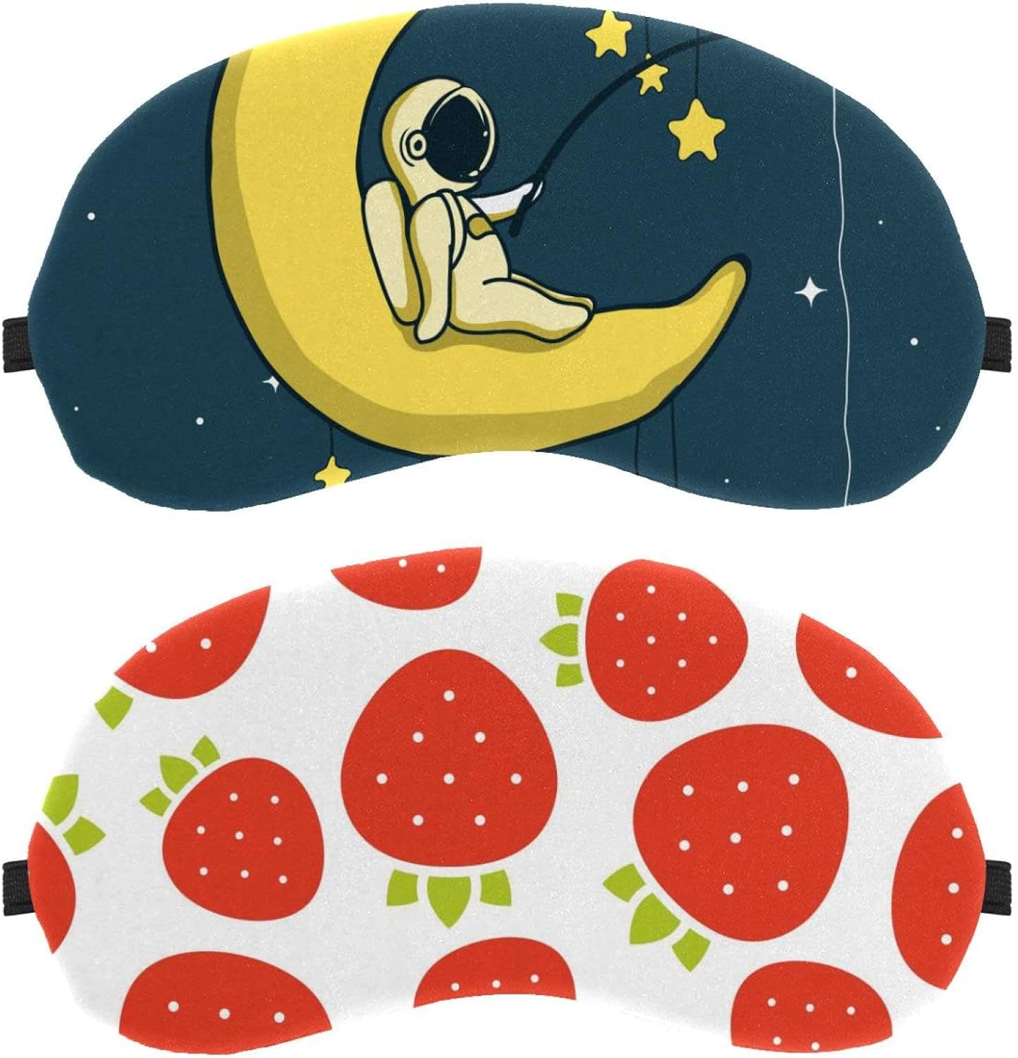 Confezione da 2 maschere per dormire senza cuciture, motivo a fragola, che bloccano completamente la luce per dormire di lato, senza pressione sugli occhi, copertura per gli occhi regolabile