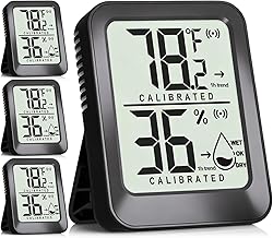 Antonki 4 Pack Mini Room Thermometer Hygrometer Indoor Temperaure and Humidity Monitor Gauge Meter for Home, Baby Room, Office, Incubator, Greenhouse, Reptile - Battery Included - Black