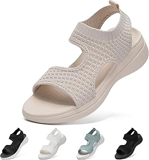 [STRDEOUT] レディース スポーツサンダル ニット メッシュ 夏 オフィス サンダル 歩きやすい 厚底 軽量 通気 ウォーキング オシャレ