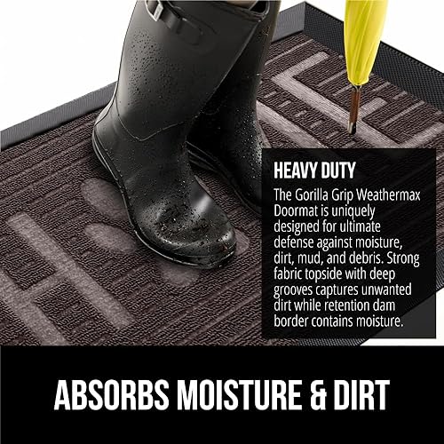 Miniatura 4 de Gorilla Grip WeatherMax - Tapete para todas las estaciones 100% impermeable, 23 x 35 pulgadas, goma natural, resistente a manchas y decoloración