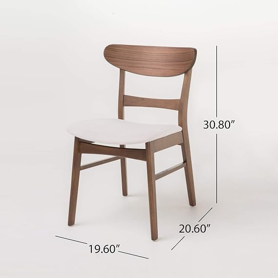 Christopher Knight Home Idalia Dining Chairs, 2-Pcs Set, Rubber Wood, Light Beige / Walnut Finish