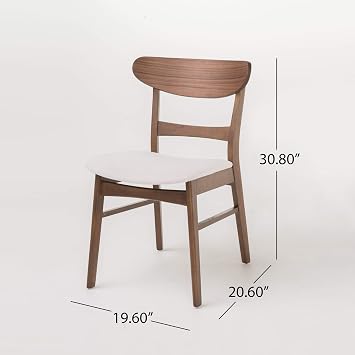 Christopher Knight Home Idalia Dining Chairs, 2-Pcs Set, Rubber Wood, Light Beige / Walnut Finish