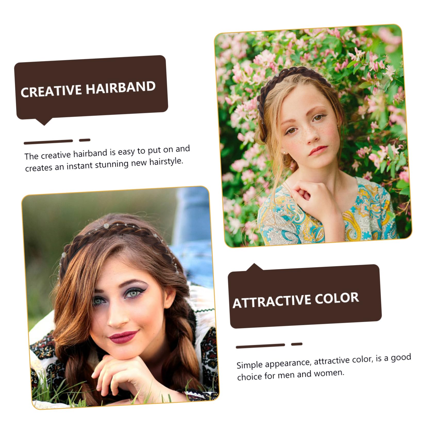 Baluue 5stücke Haardesign Haarband Für Damen Rutschfestes Dekoratives Haaraccessoire Einem Einfachen Stil Für Festivals Partys Und Alltag Mit Zopf-design