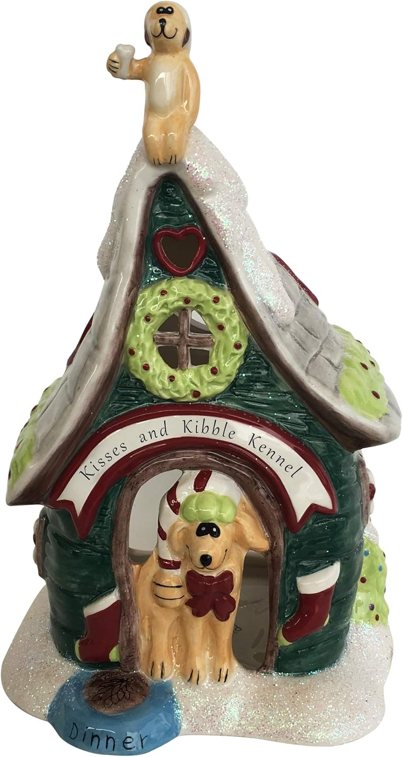 Blue Sky Ceramics Kisses and Kibble Kennel Dog Candle House, Multi (18455), One Size