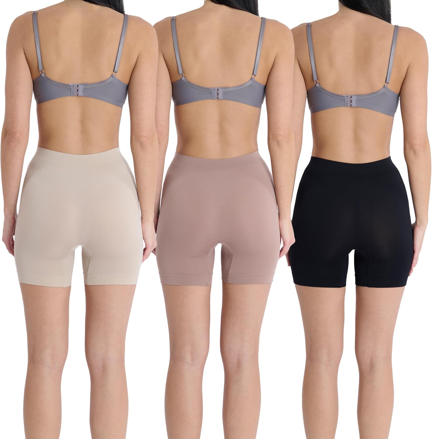 Skinnygirl Women's Mid-Length Seamless Slip Shorts, Multipack