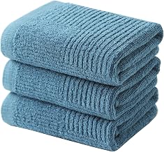 Anyi Teal Dish Towels for Kitchen, Absorbent Cotton Kitchen Towels for Drying Dishes, Terry Tea Towels for Cleaning Set of 3, 16x26 Inches