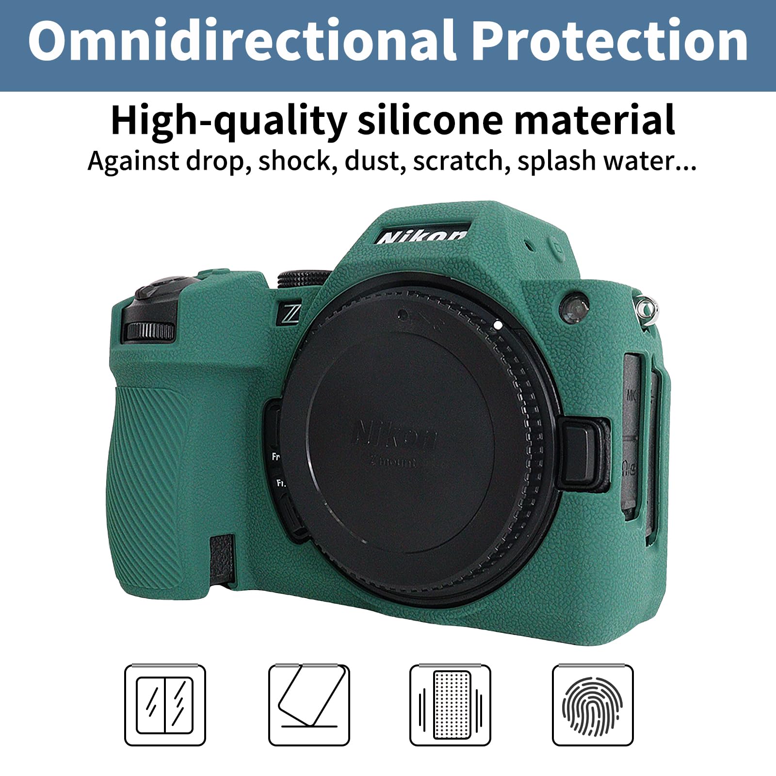 VOVMOEYA Custodia per fotocamera Nikon Z5II con 2 pellicole proteggi schermo, in silicone, morbida, leggera, su misura