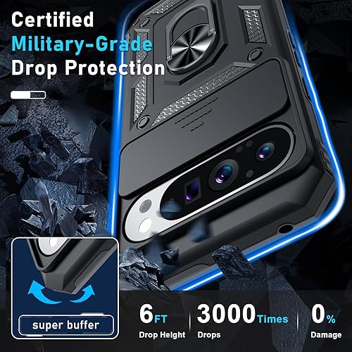 Miniatura 5 de Janmitta - Funda compatible con Google Pixel 9 Pro XL con cubierta deslizante para lente de cámara incorporada + protector de pantalla + soporte