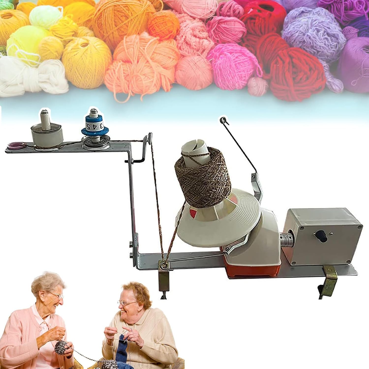 Generic Metal Yarn Ball Winder for Weaving - Low Noise Electric Yarn Winder, 500G Capacity, Adjustable Speed - Ideal for Wool, Thread, Nylon Yarn - Multilayer Yarn Combo