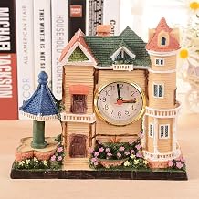 Mantel Clock Creative House Resin Crafts Home Bedroom Clock Decoration Ornament 19x17x6.3cm